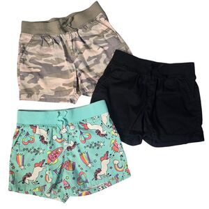 The Childrens Place Shorts Kids 8 Multicolor Unicorn Camo Solid Cotton Lot 3pk